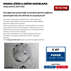 Manga Çizim ve Anime Hazırlama  (10-16 Yaş)- Yüz Yüze