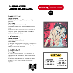 Manga Çizim ve Anime Hazırlama  (10-16 Yaş)- Yüz Yüze