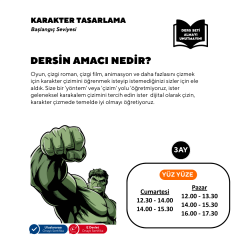 Karakter Tasarlama (9-15 Yaş)- Başlangıç Seviyesi Yüz Yüze