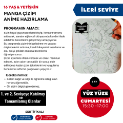 Manga Çizim Ve Anime Hazırlama (İleri Seviye) -Yüz Yüze ( + 16 ve Yetişkin)