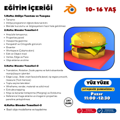 Blender Low Poly Obje Tasarım Eğitimi (10-16 Yaş) -Yüz Yüze