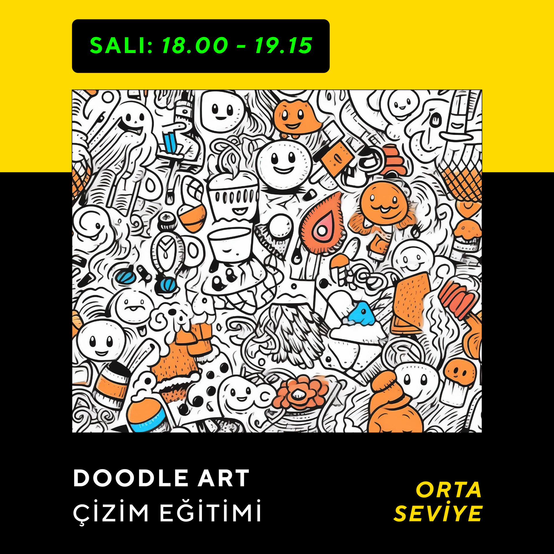 Doodle Sketching Art Eğitimi- Karalama Sanatı  (8-14 Yaş)(Orta Seviye)